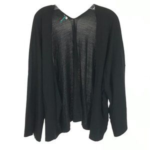 Womens Size Medium Kenzo Black Open Front Kimono Sleeve Cardigan Sweater